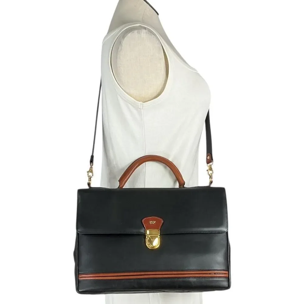 Braun Buffel Leather Business Bag Brown X Large Top Handle Crossbody Vintage
